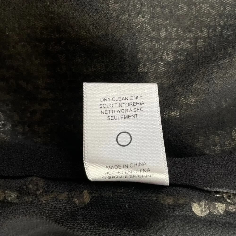 Aryn K. Silk Long Sleeve Sheer Black Blouse with Gold Sequins Size M - Picture 7 of 9